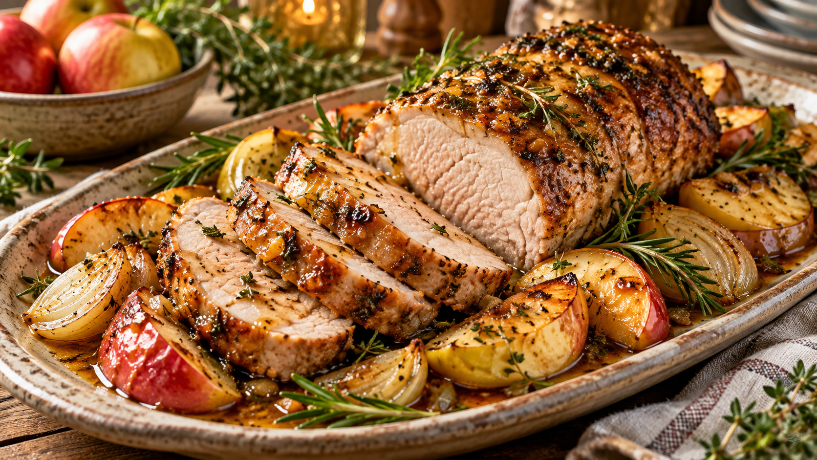 Lomo de cerdo al horno con manzana